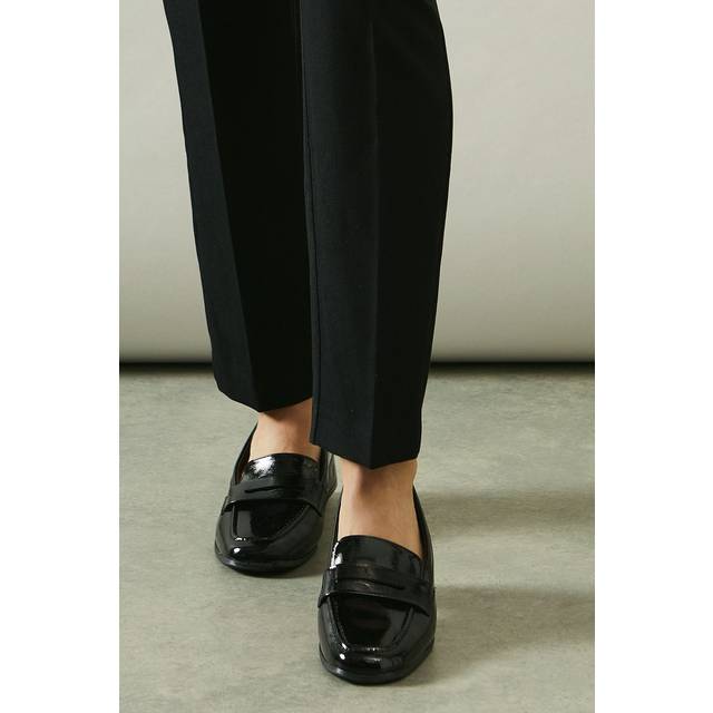 Wallis womens loafers black patent smart flats standard width