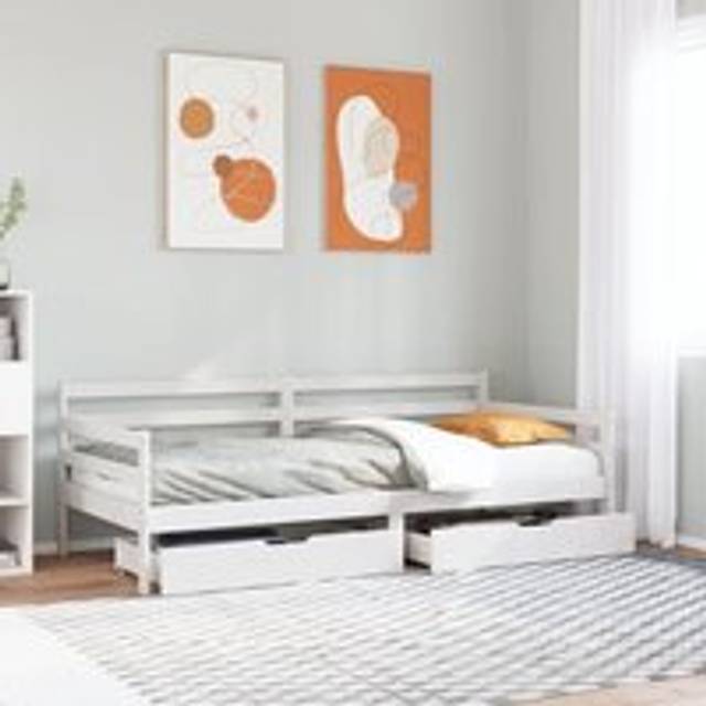 Daybed with Drawers without Mattress White 90x200 cm Solid Wood - One Size