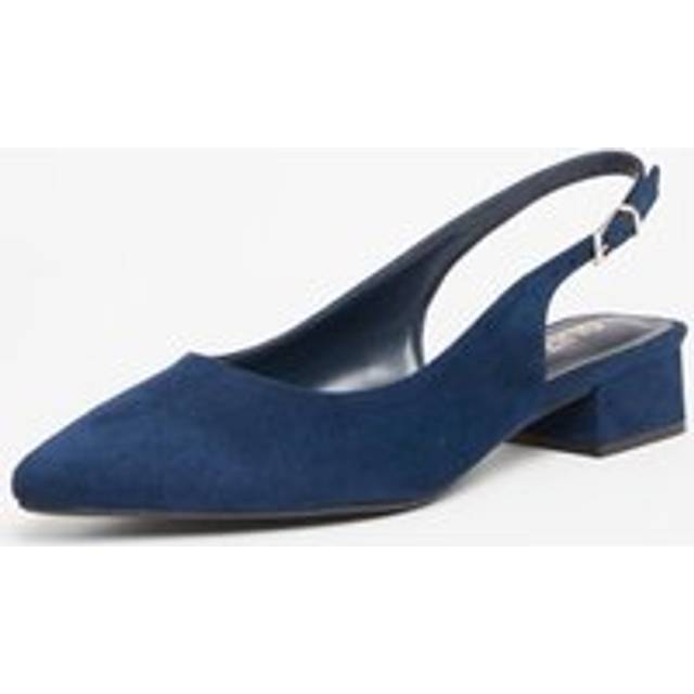 Navy Wide Fit Faux Suede Pumps - 7