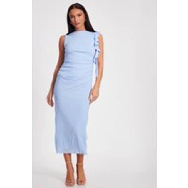 Womens Light Blue Frill Midi Dress - 18