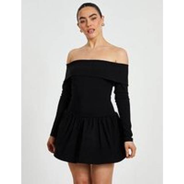 Black Petite Bardot Skater Dress - 8