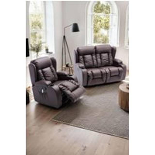 Caesar Manual Recliner Bonded Leather 1+2 Seater Sofa Set - Brown - One Size