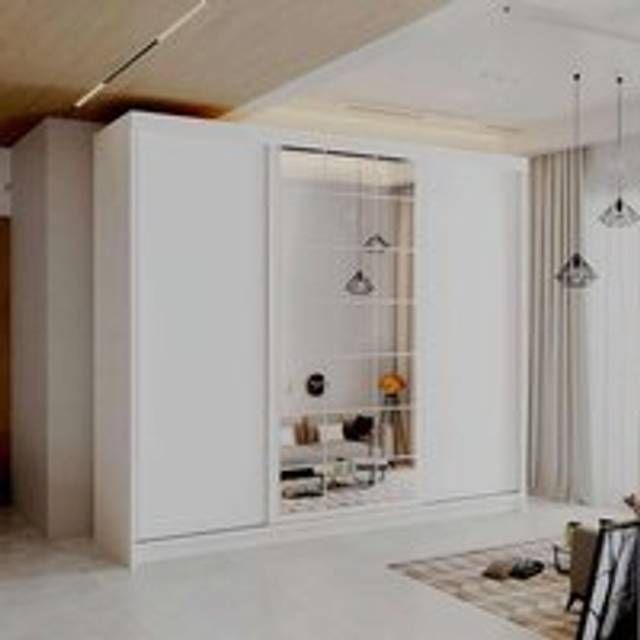 Modern Sliding Wardrobe with LED Light W 250 x H 217 x D 62 - White - One Size