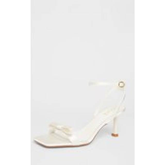 Womens White Satin Bow Heels - 8