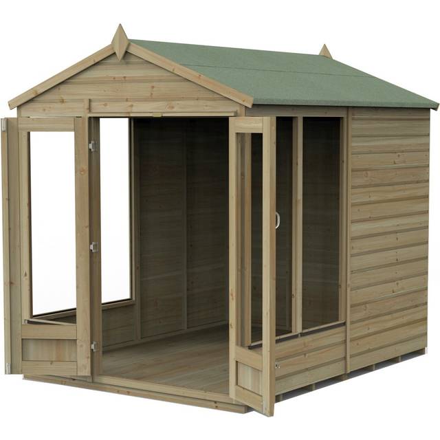 8' x 6' Forest Beckwood 25yr Guarantee Double Door Apex Summer House - 5 Windows (2.42m x 1.99m)