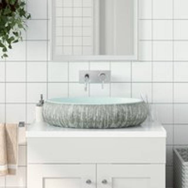 Countertop Basin Grey and Blue Oval 59x40x15 cm Ceramic - One Size