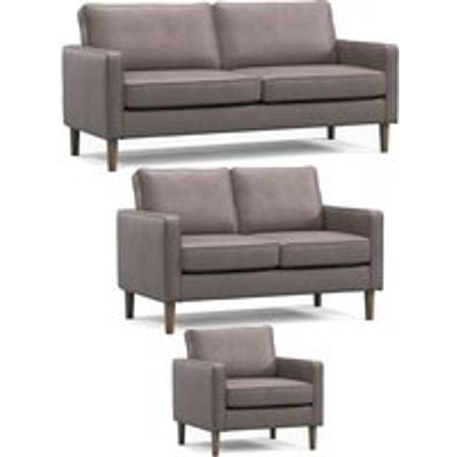 Bexhill Brown Faux Leather 3 Piece Sofa Suite 3 Seater, 2 Seater and Armchair - One Size
