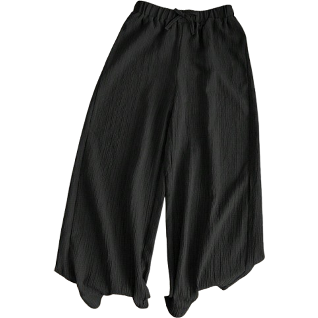 SHEIN LMoss Tween Girls Textured Fabric Drawstring Elastic Waist Loose Wide Leg Pants