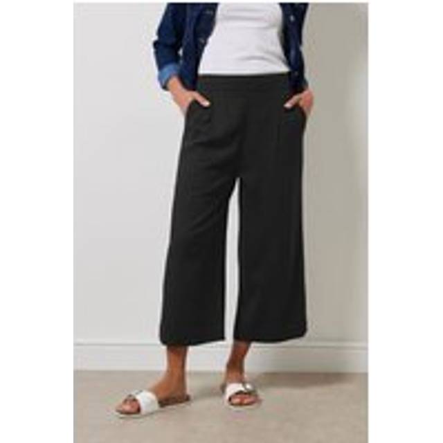M&Co Black Cropped Wide Leg Linen Trousers Petite > 8 M&Co Womens - Petite 8
