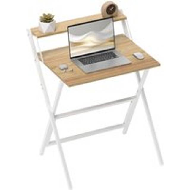 (Yellow) HOMCOM 70 cm Folding Computer Desk for Small Spaces Bedroom