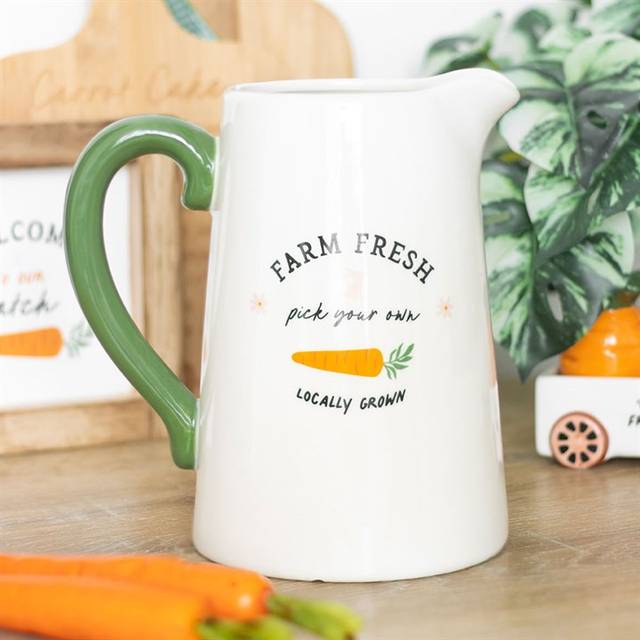 Something Different Farm Fresh Carrot Patch Ceramic Flower Jug, Cream