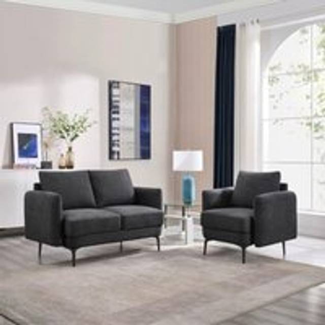 More4Homes Sofia Modern Scandi Style Fabric Living Room 1+2 Seater Sofa Set Charcoal