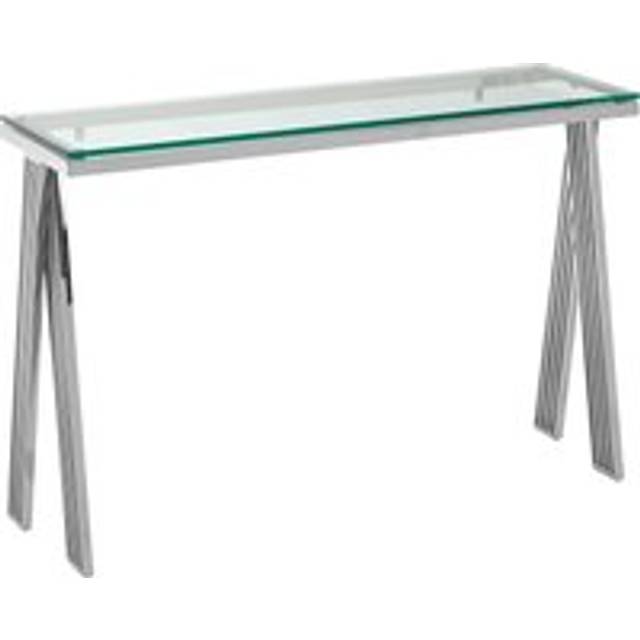 Clear Glass Console Table,Silver Finished Center Table With Stainless Steel Frame,Modern Hallway Table - One Size