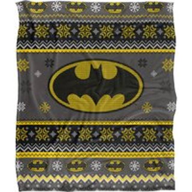 Batman Blanket, 152x127 cm Ugly Christmas Sweater Logo Silky Touch Super Soft Throw Blanket - White - One Size