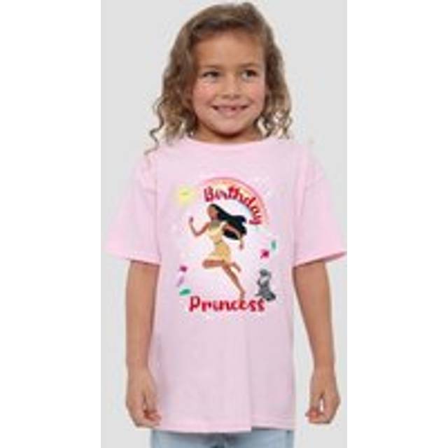 Pocahontas Birthday Princess With Meeko Kids T-Shirt Pink - 5-6 Years
