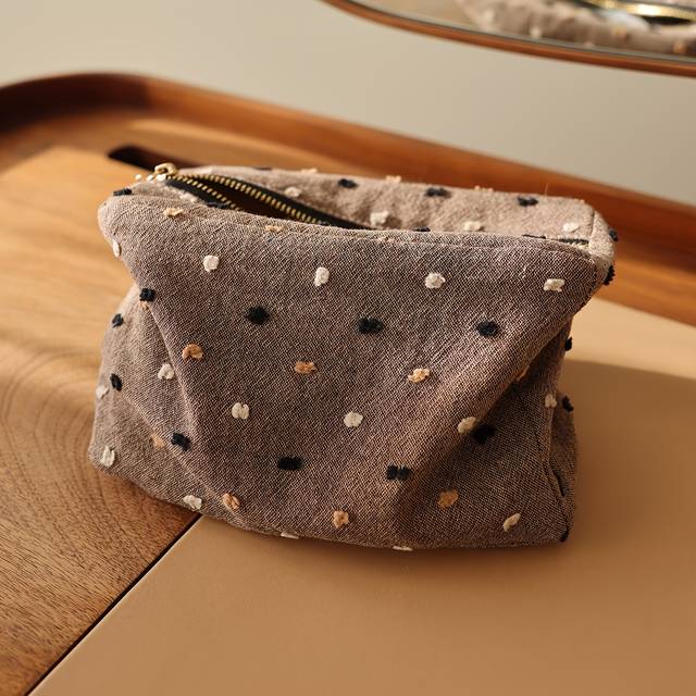TEMU Square Geometric Striped Fabric Makeup Bag With - Design, Featuring A Zipper For Storage, Travel And Easy To Carry, .