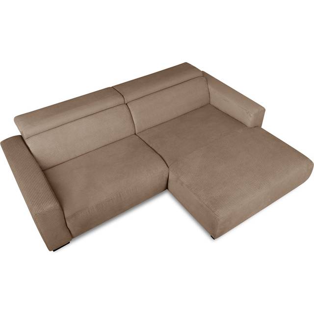 Fairmont Park Almontiser Cozzy Reclining Corner Sofa in Curdouy Velvet Fabric Light Brown 90cm H X 248cm W X 184cm D