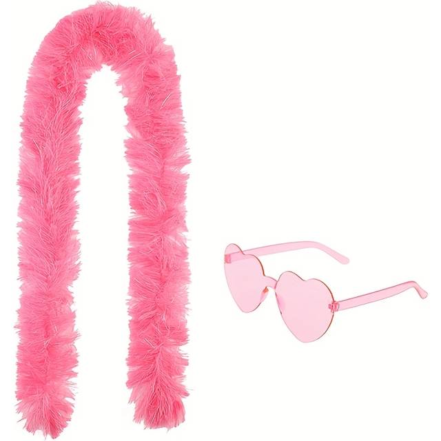 TEMU 2pcs Carnival Festival Costume Feather Glasses Set Stage Props Accessories