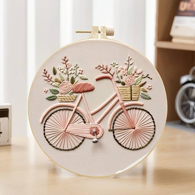 TEMU Spring Embroidery Kit, Mixed Color Fabric, Suitable For All , Includes Printed Pattern, Needlework, Loops, Embroidered Circles And Instructions