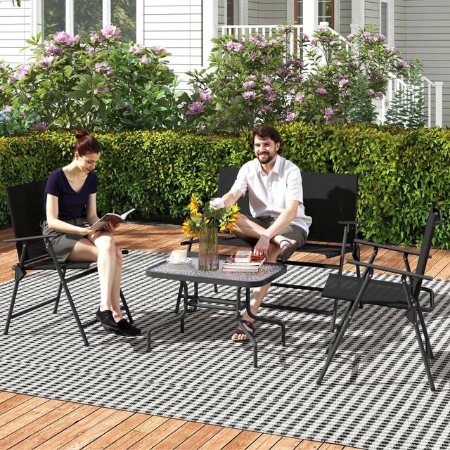 Alfresco Patio Furniture Set, Garden Set with Table, Foldable Chairs, a Loveseat, none