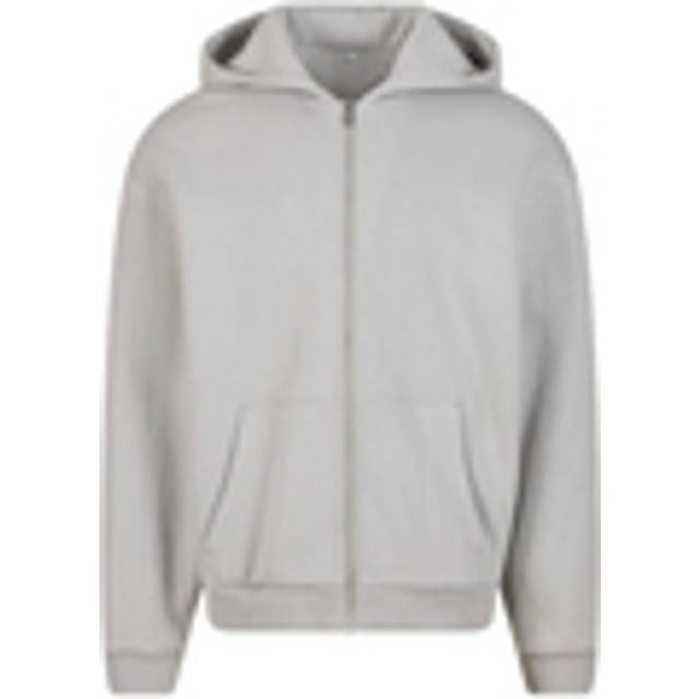 (XXL, Light Asphalt) Build Your Brand Unisex Adult Fluffy Full Zip Hoodie