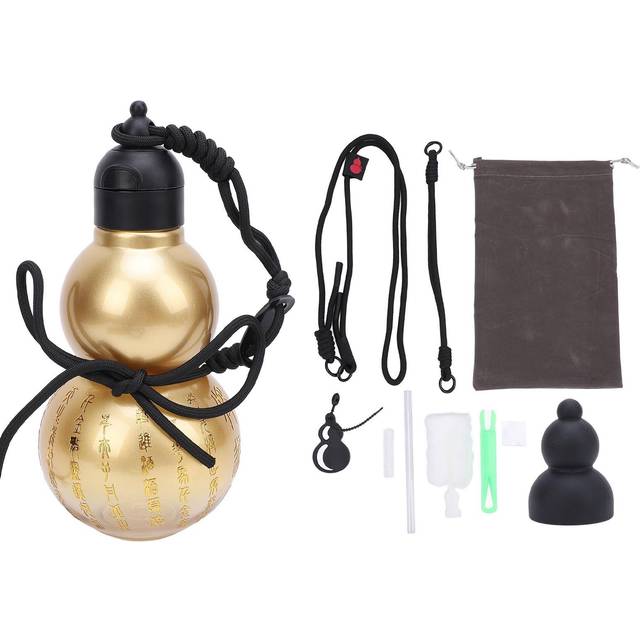 Gourd Water Bottle PCTG 800ml Chinese Retro Portable Drinking Gourd Sports Bottle with Straw Strap L