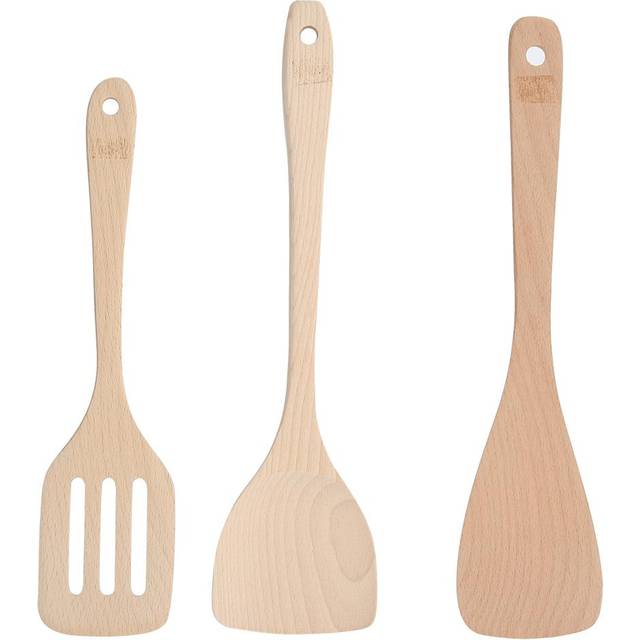 3Pcs Set Unpainted Wood Spatula Kitchen Utensils Cooking Tool for Non-Stick Pan Use
