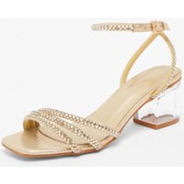 Gold Diamante Low Heeled Sandals - 3