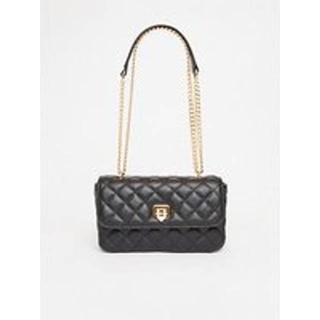 Womens Black Quilted Cross Body Bag - One Size