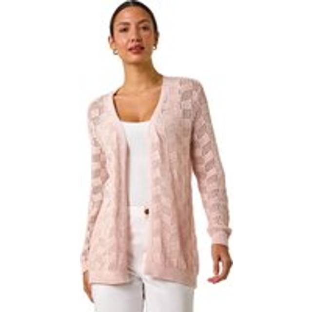Shimmer Texture Slouch Stitch Cardigan - Pink - 20