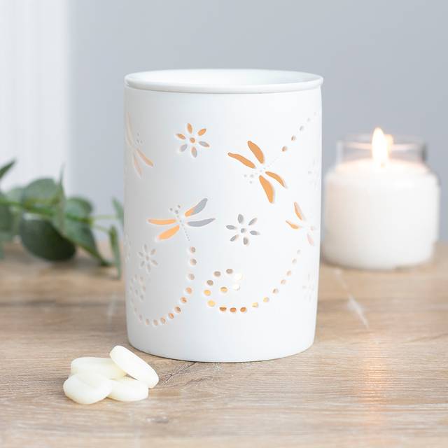Dragonfly Design Oil Burner - White