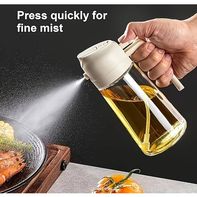 TEMU 1pc Large Capacity Olive Oil Sprayer Bottle - 2-in-1 Seasoning & Dispenser, Pvc-free Plastic, Ideal For Kitchen, Baking, And Outdoor Bbq