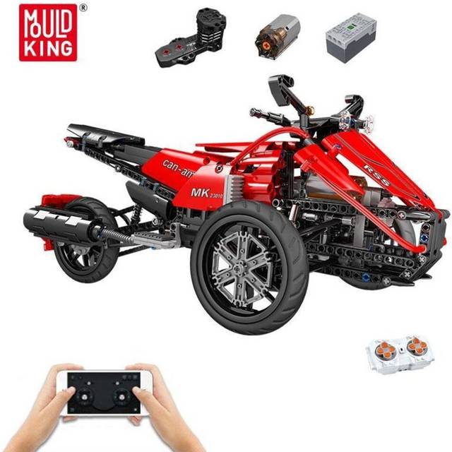 MOULD KING Technical Car Motorized Motorcycle Model Building Blocks Speed Mechanical Vehicle MOC Bricks Toys for Boys Gift red