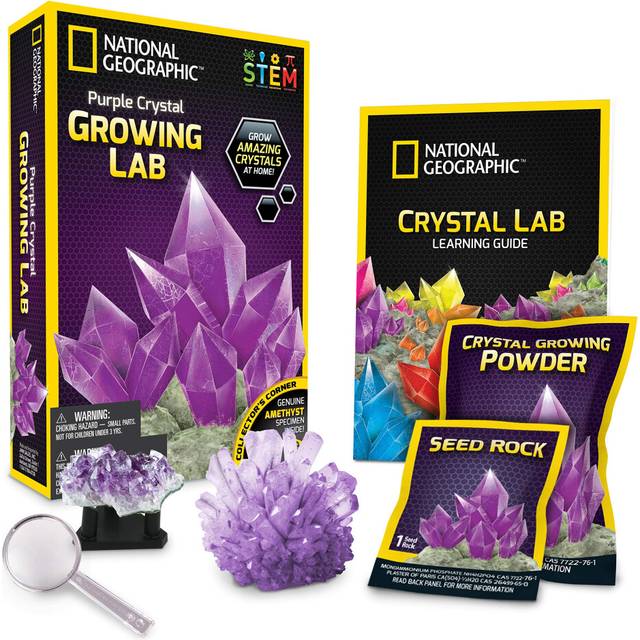 NATIONAL GEOGRAPHIC Purple Crystal Growing Lab - DIY Crystal Creation - Includes Real Amethyst Crystal Specimen