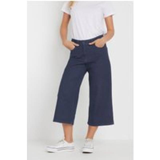 M&Co Indigo Blue Wide Leg Cropped Jeans Petite > 14 M&Co Womens - Petite 14