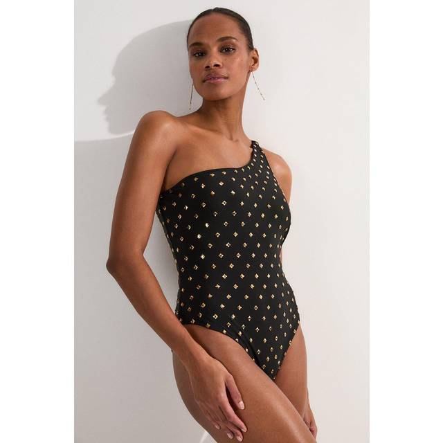 Gold Stud Swimsuit - Black - L