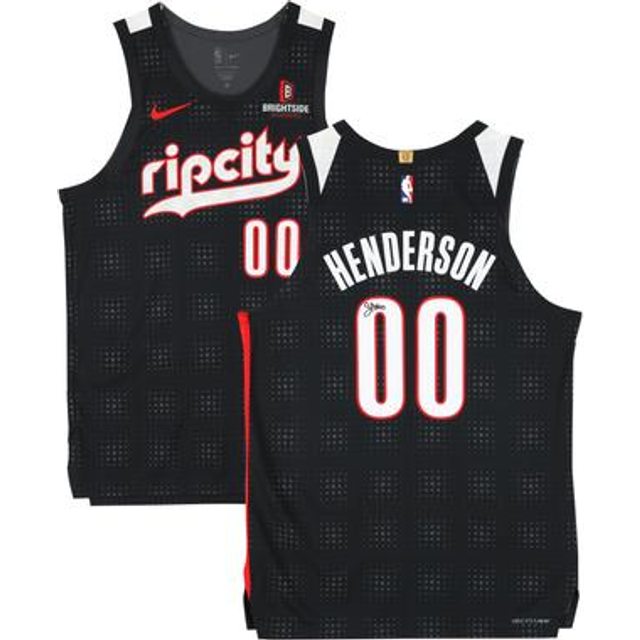 Scoot Henderson Portland Trail Blazers Autographed Black Nike 2024-25 City Edition Authentic Jersey