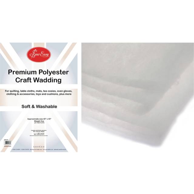 Premium Polyester 100cm x 100cm Craft Wadding - White