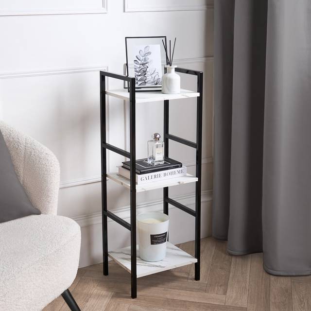 Shelving Unit 3 Tier Living Room Storage Organiser Modern Wire Home Decor Office - White - One Size