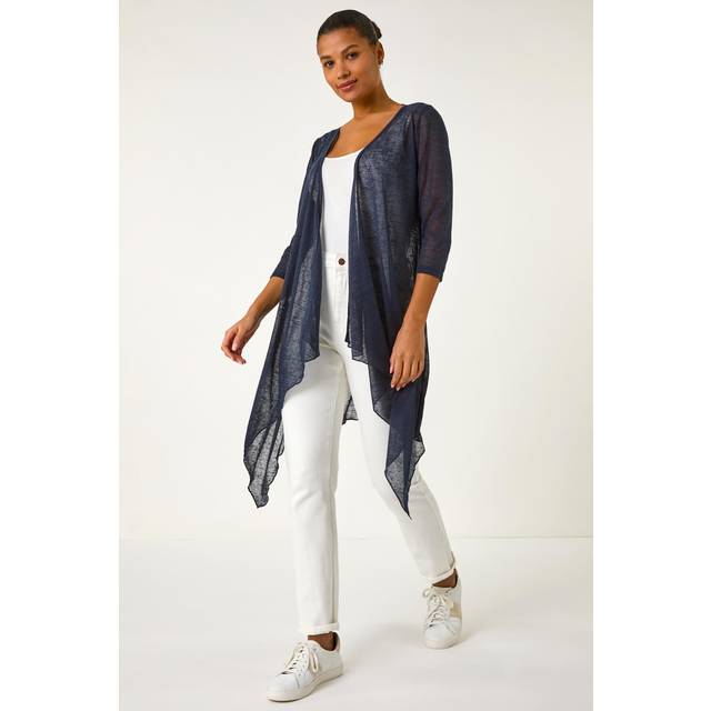 Longline Waterfall Cardigan - Navy - 10