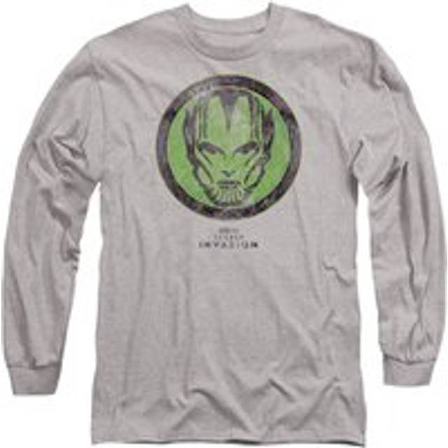 Secret Invasion Badge Long Sleeve T-Shirt, Athletic Heather - Light Grey - XL