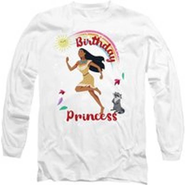 Pocahontas Birthday Princess With Meeko Long Sleeve T-Shirt, White - XXL