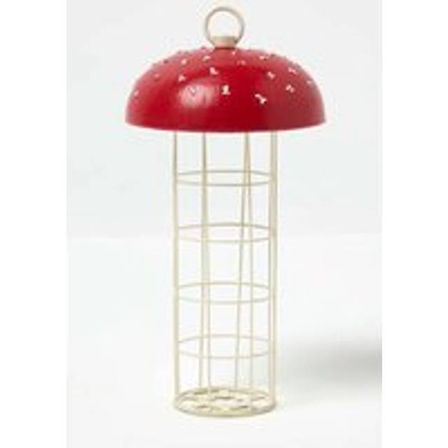 Homescapes Tall Mushroom Hanging Bird Feeder, 24.5 x 13 x 13 cm, Red, Durable