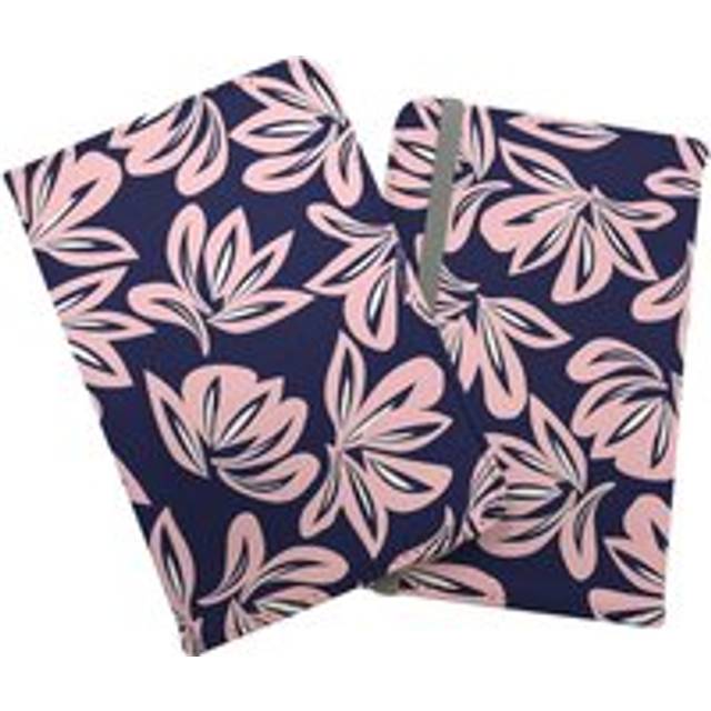 Pink Navy Floral Botanical Pattern Passport Cover - Pink