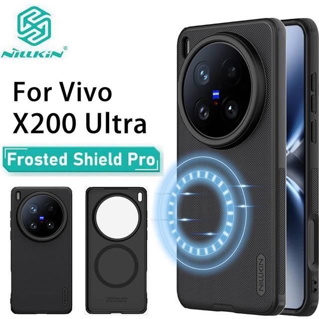 For Vivo X200 Ultra Phone Case Nillkin Super Frosted Shield Pro Hard PC+TPU Shell Shockproof Back Cover Vivo X200 Ultra svart