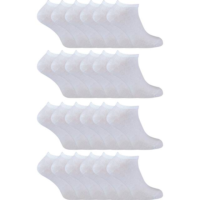 24 Pack Multipack Cotton Trainer Socks - White - 6-11