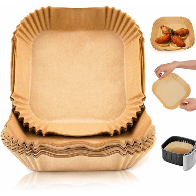 Emerio bakplåtspapper för airfryer, 50 bitar 23x23 cm - Large