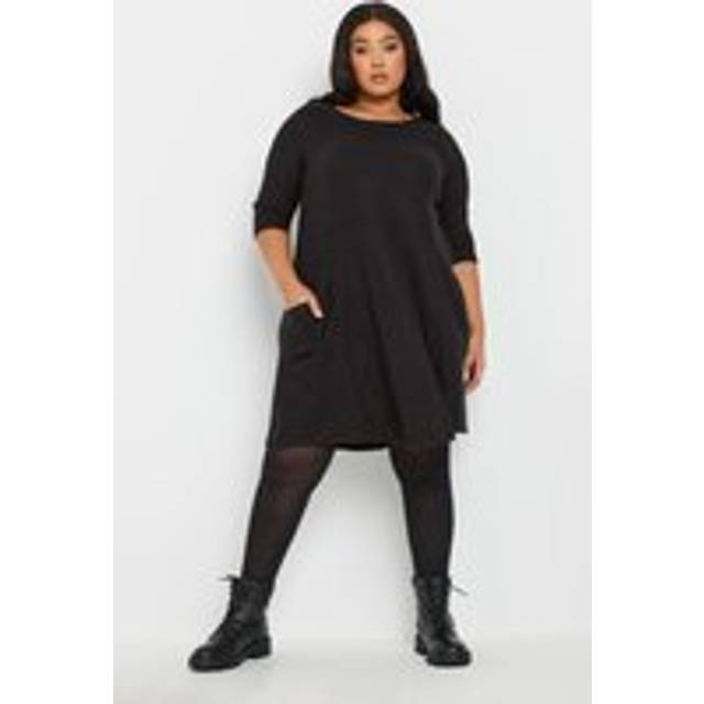 Yours Curve Black Soft Touch Pocket Jumper Dress, Women's Curve & Plus Size, Yours - 22-24