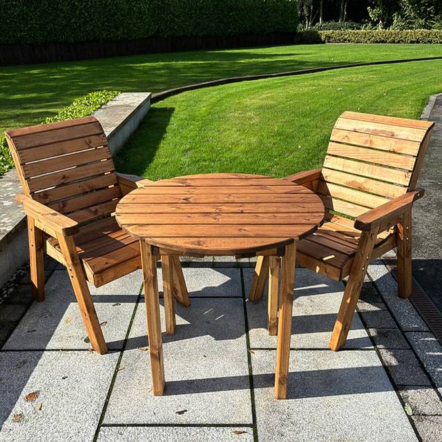 Charles Taylor Thatcham 2 Seater Garden Dining Set - Brown - 98 x 220 x 100cm