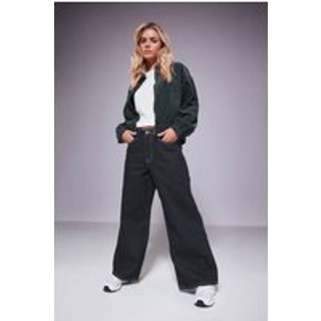 Pixiegirl Petite Charcoal Grey Cord Bomber Jacket 16 Pixiegirl | Petite Women's Bomber Jackets